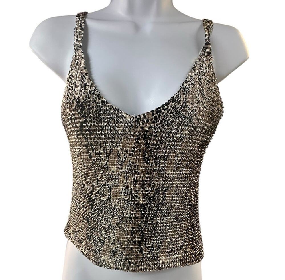 Cache Metallic Knit Tank Top in Gold and Black